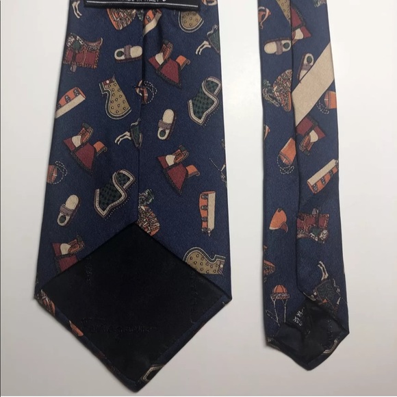 Salvatore Ferragamo Blue Horse Equestrian Necktie 100% Silk Italy 3.5” Wide - Picture 5 of 12
